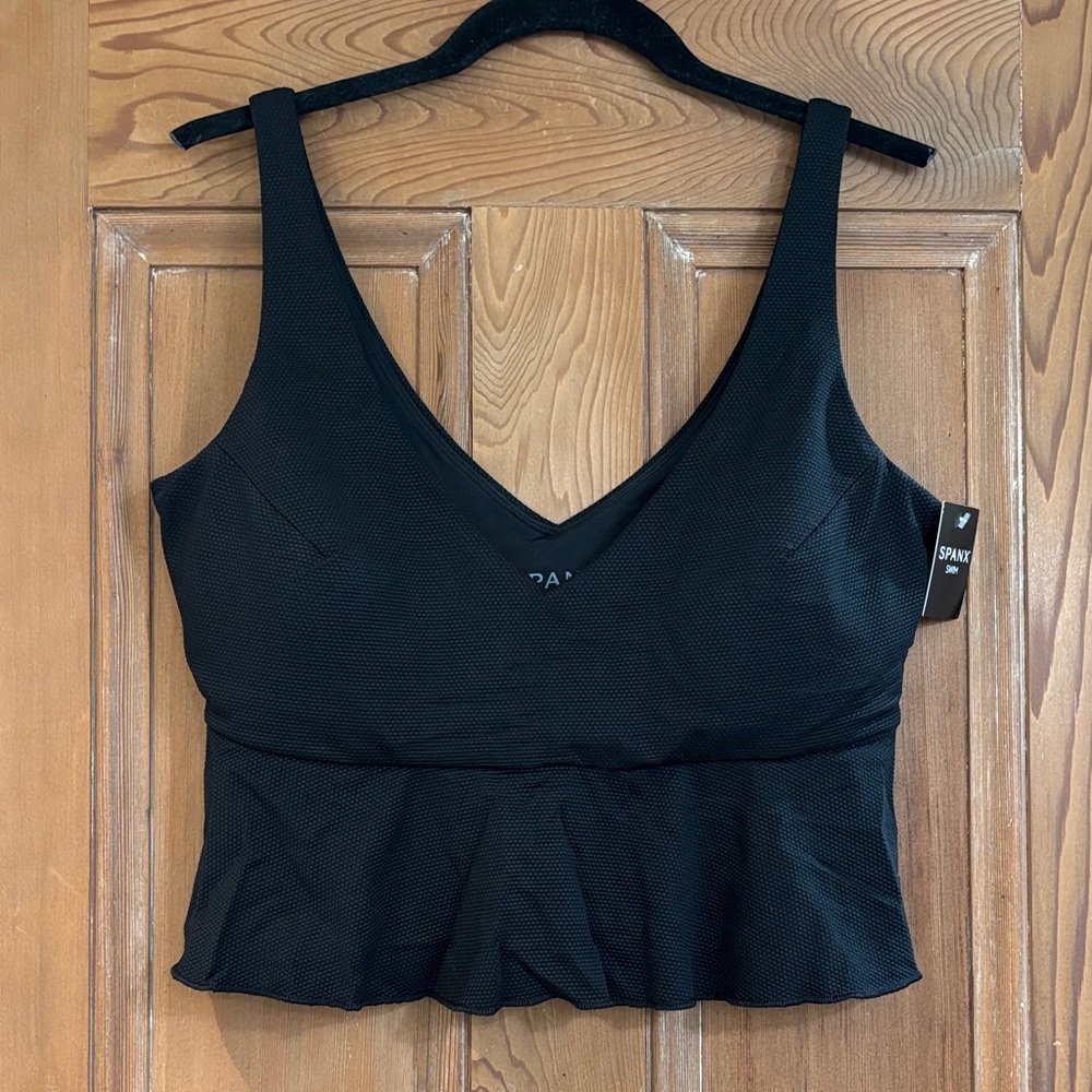 SPANX Black Peplum Swimsuit Top NWT Size XL